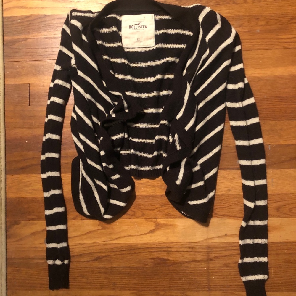 Hollister brown and white stripe cardigan